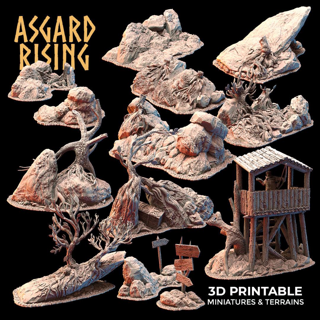 Asgard Rising Highland Trail Terrain Set – 3D Printed 28mm 32mm Wargaming D&D