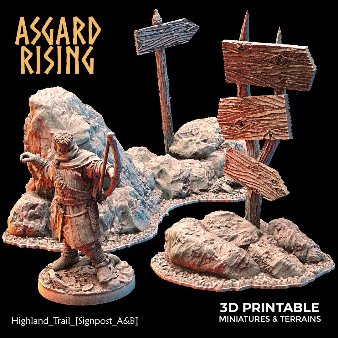 Asgard Rising Highland Trail Terrain Set – 3D Printed 28mm 32mm Wargaming D&D