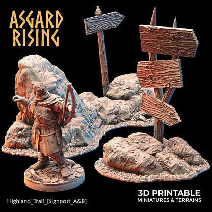 Asgard Rising Highland Trail Terrain Set – 3D Printed 28mm 32mm Wargaming D&D