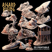 3D Printed Asgard Rising Highland Trail Terrain Set 28 32 mm Wargaming DnD
