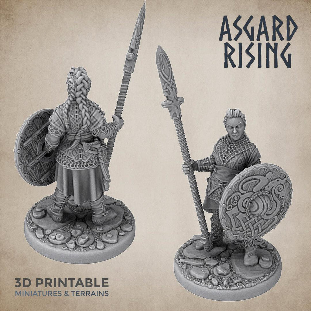 3D Printed Asgard Rising Resin Shield Maiden 28mm-32mm Ragnarok D&D