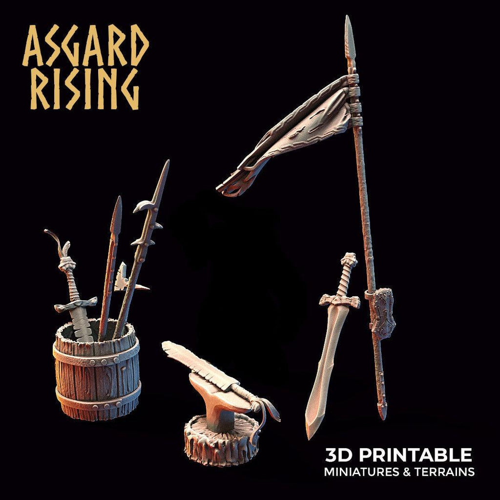 Blacksmith Riddles 3D Printed Asgard Rising Riddle of Steel Diorama Blacksmith 28mm 32mm ...
