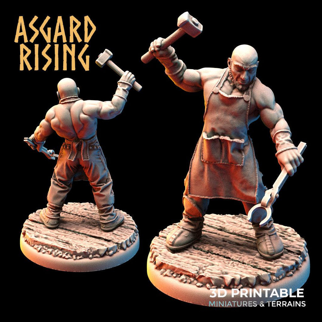 Blacksmith Riddles 3D Printed Asgard Rising Riddle of Steel Diorama Blacksmith 28mm 32mm ...