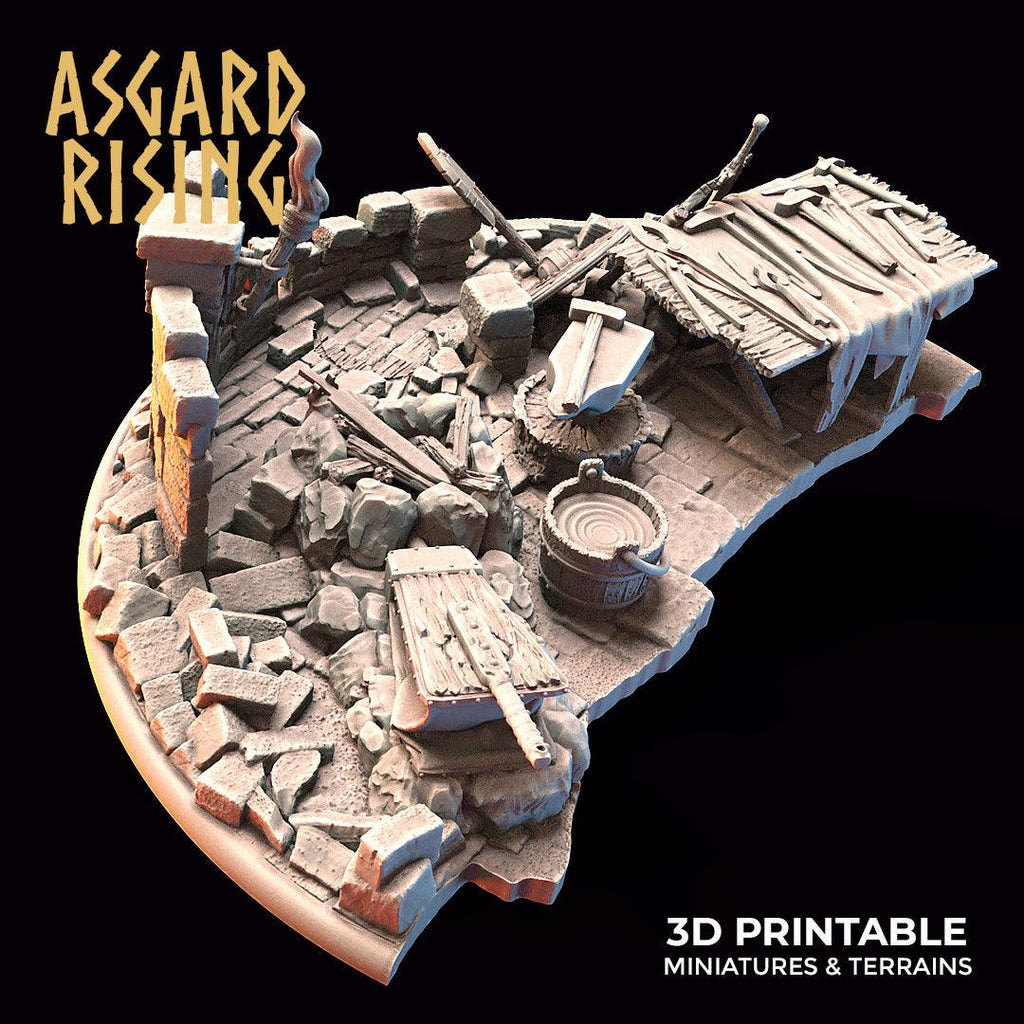 Blacksmith Riddles 3D Printed Asgard Rising Riddle of Steel Diorama Blacksmith 28mm 32mm ...