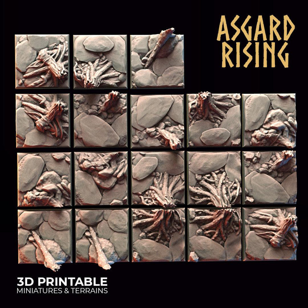 3D Printed Asgard Rising Road Trail Square Base Set 20 25 28 32 mm D&D