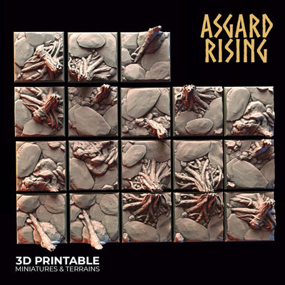 3D Printed Asgard Rising Road Trail Square Base Set 20 25 28 32 mm D&D