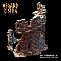 3D Printed Asgard Rising Ruined Tower -  Ragnarok D&D