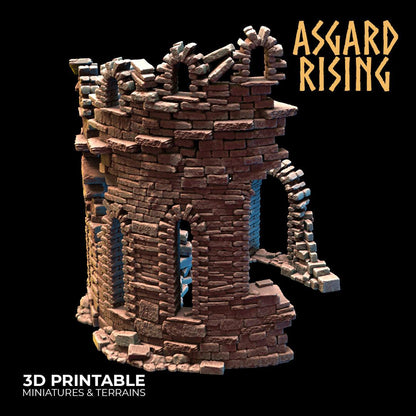 3D Printed Asgard Rising Ruined Tower -  Ragnarok D&D
