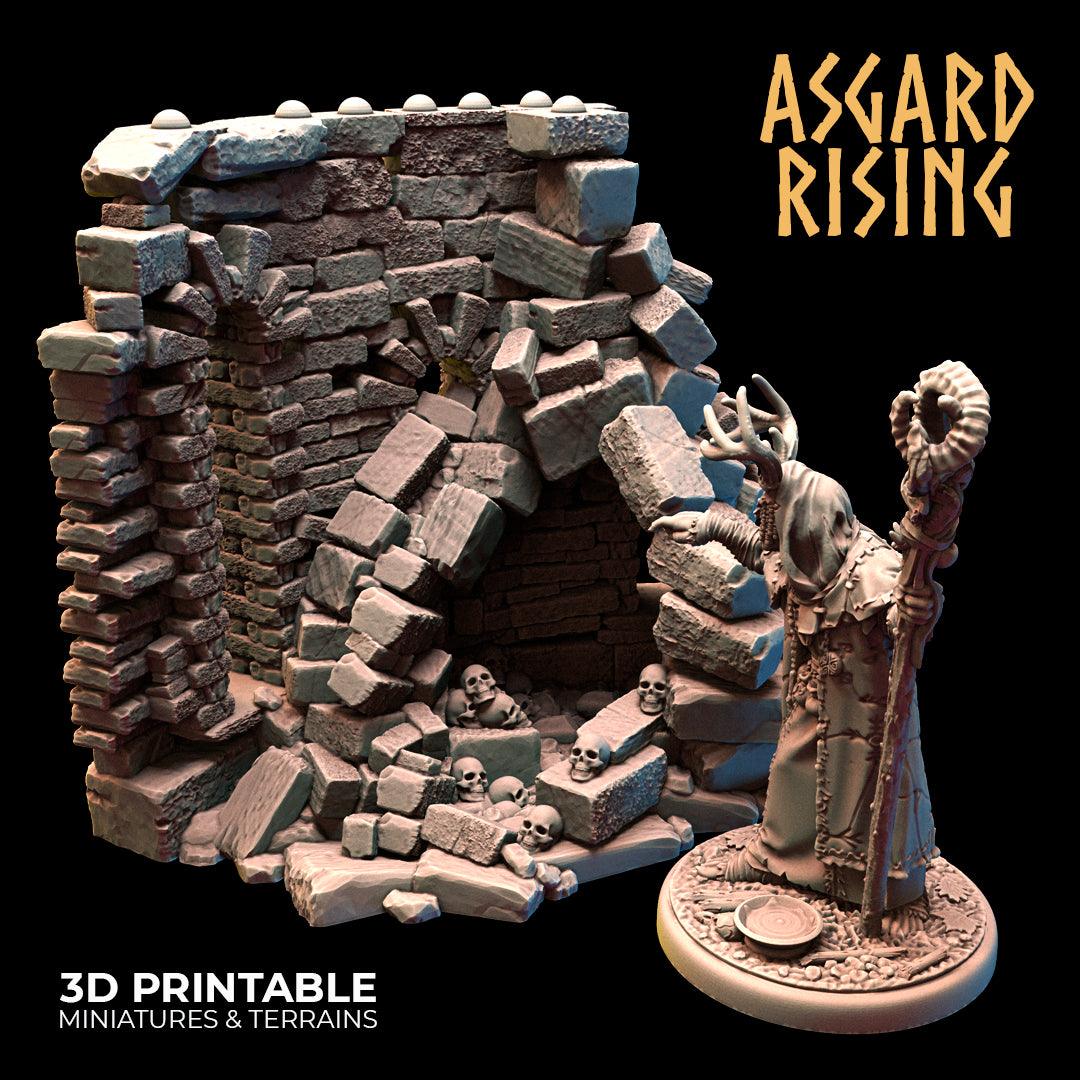 3D Printed Asgard Rising Ruined Tower -  Ragnarok D&D