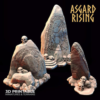 3D Printed Asgard Rising Rune Stones Set 28mm - 32mm Ragnarok D&D