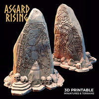 3D Printed Asgard Rising Rune Stones Set 28mm - 32mm Ragnarok D&D