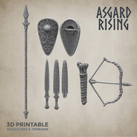 3D Printed Asgard Rising Shield and Sword Weapon Set 5 - 32mm D&D