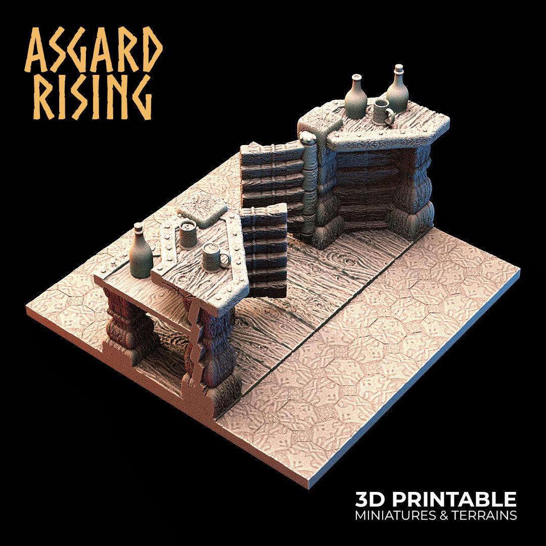 Asgard Rising Tavern Modular Terrain Set – 3D Printed 28mm 32mm D&D