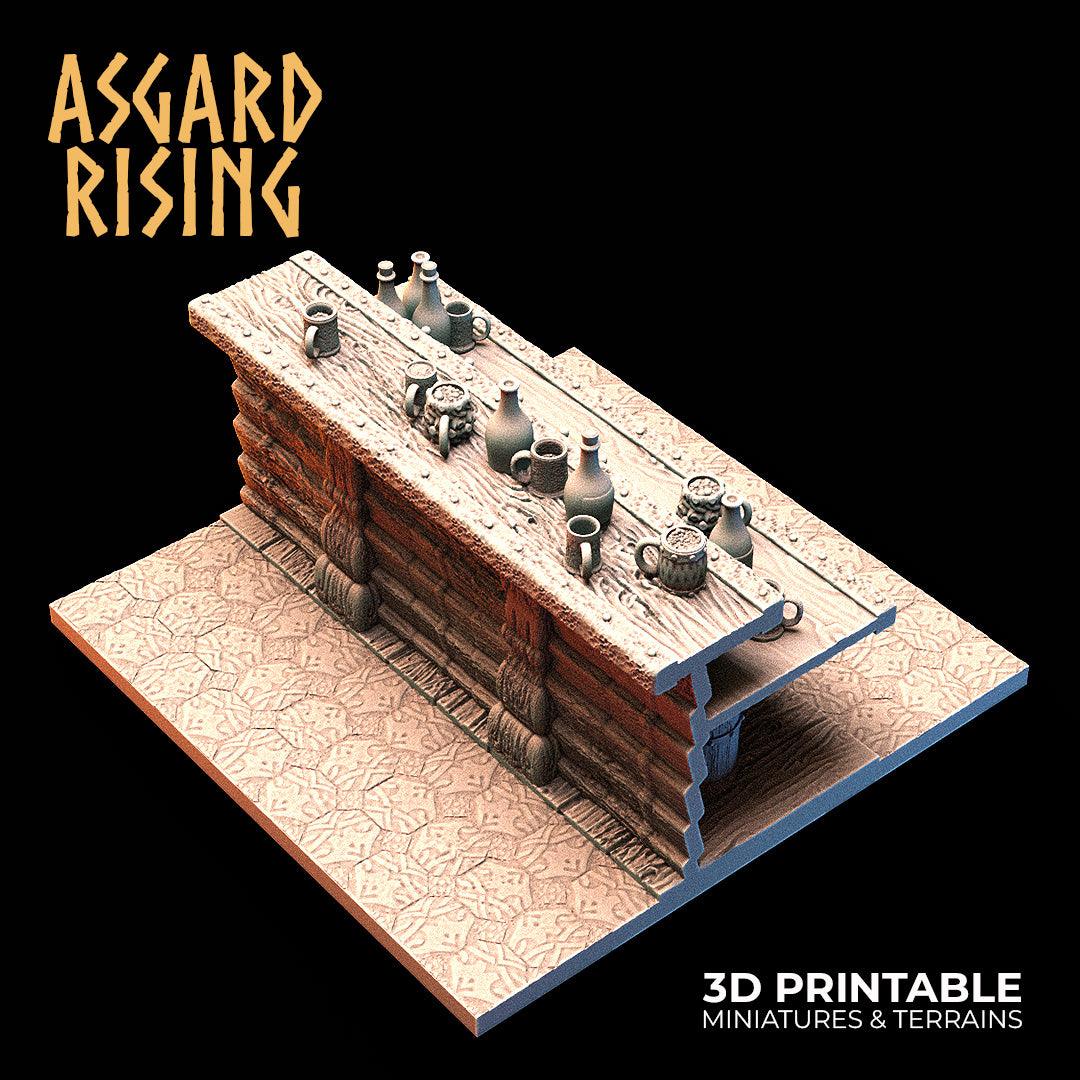 Asgard Rising Tavern Modular Terrain Set – 3D Printed 28mm 32mm D&D