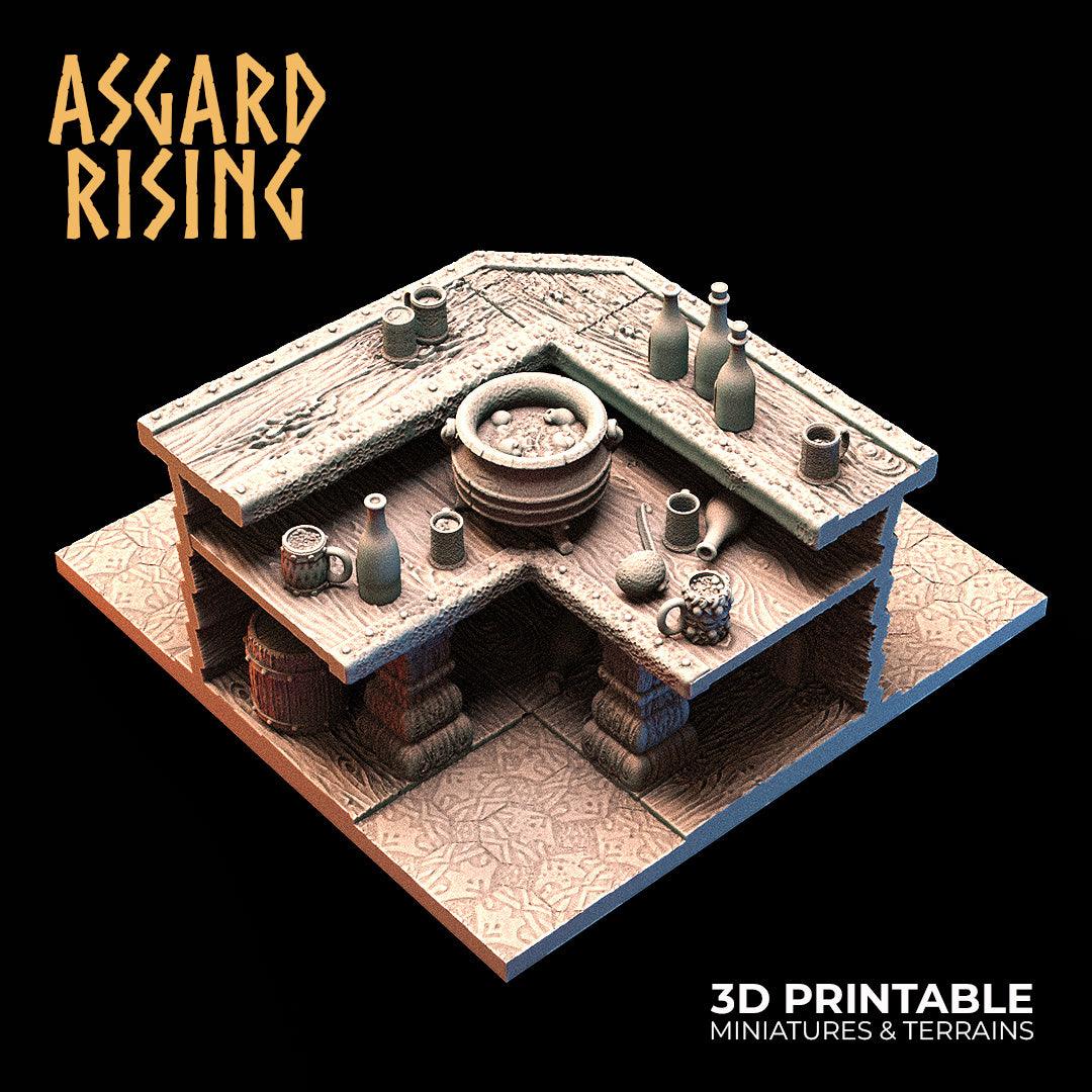 Asgard Rising Tavern Modular Terrain Set – 3D Printed 28mm 32mm D&D