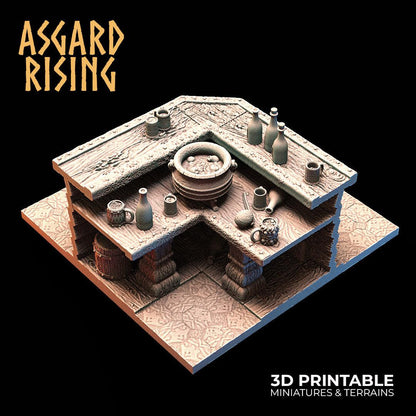 Asgard Rising Tavern Modular Terrain Set – 3D Printed 28mm 32mm D&D