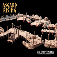 3D Printed Asgard Rising The Coastal Harbor Pier Set 28 32 mm Wargaming DnD