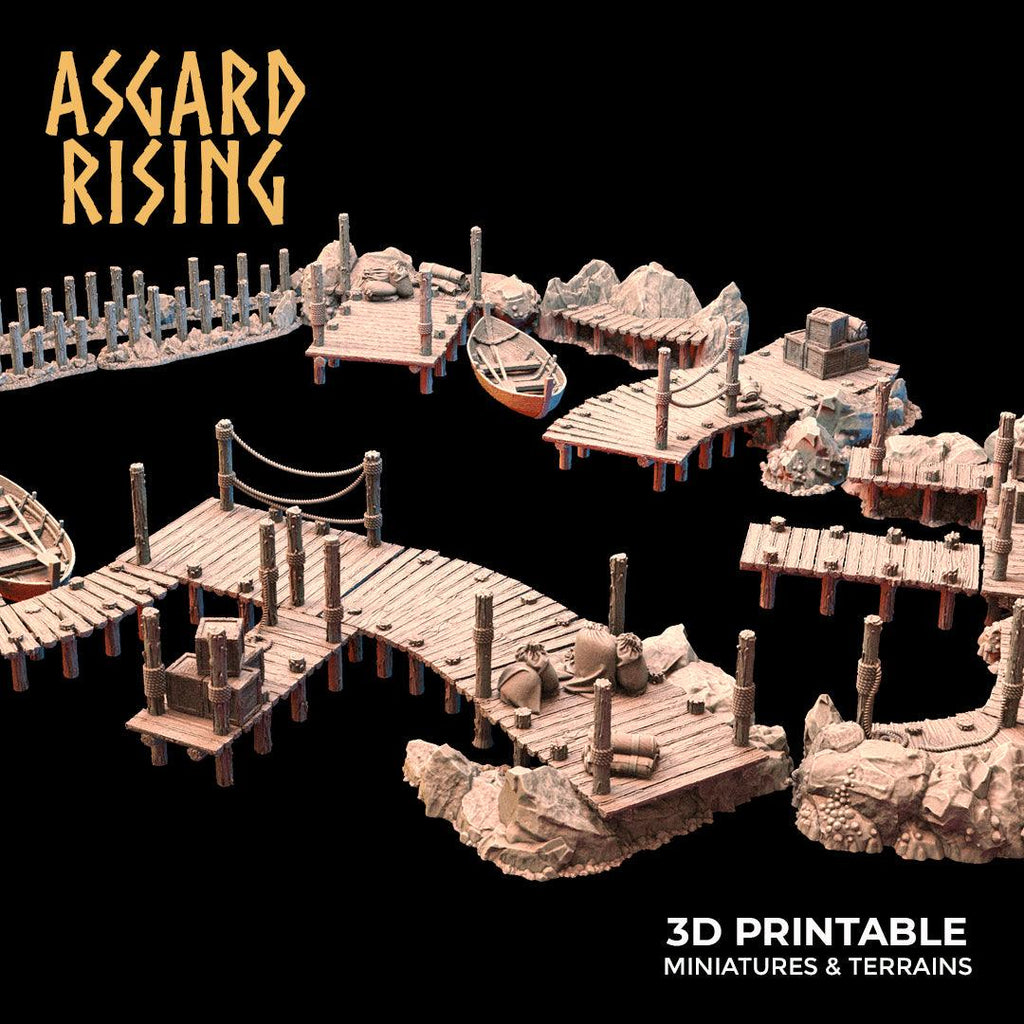 3D Printed Asgard Rising The Coastal Harbor Pier Set 28 32 mm Wargaming DnD