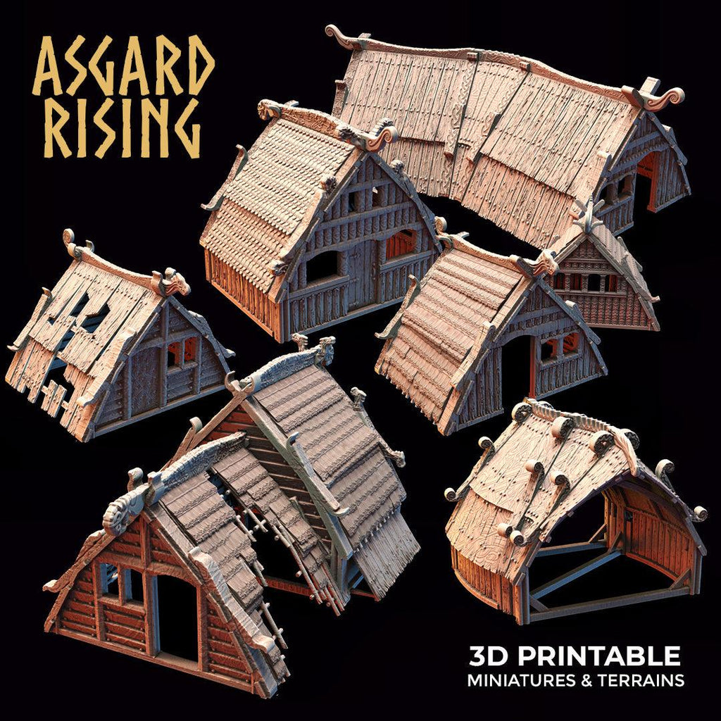 3D Printed Asgard Rising Viking Village Modular Set 28mm - 32mm Ragnarok D&D