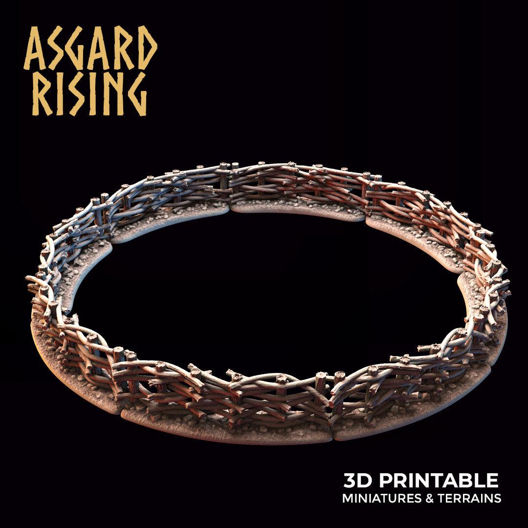 3D Printed Asgard Rising Wattle Fence Set With Gate 28mm - 32mm Ragnarok D&D