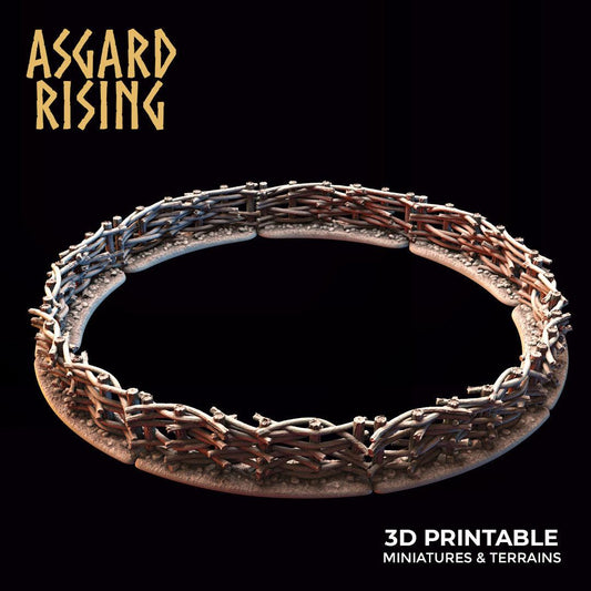 3D Printed Asgard Rising Wattle Fence Set With Gate 28mm - 32mm Ragnarok D&D
