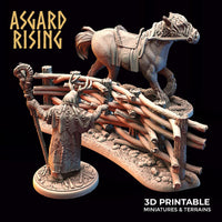3D Printed Asgard Rising Wattle Fence Set With Gate 28mm - 32mm Ragnarok D&D