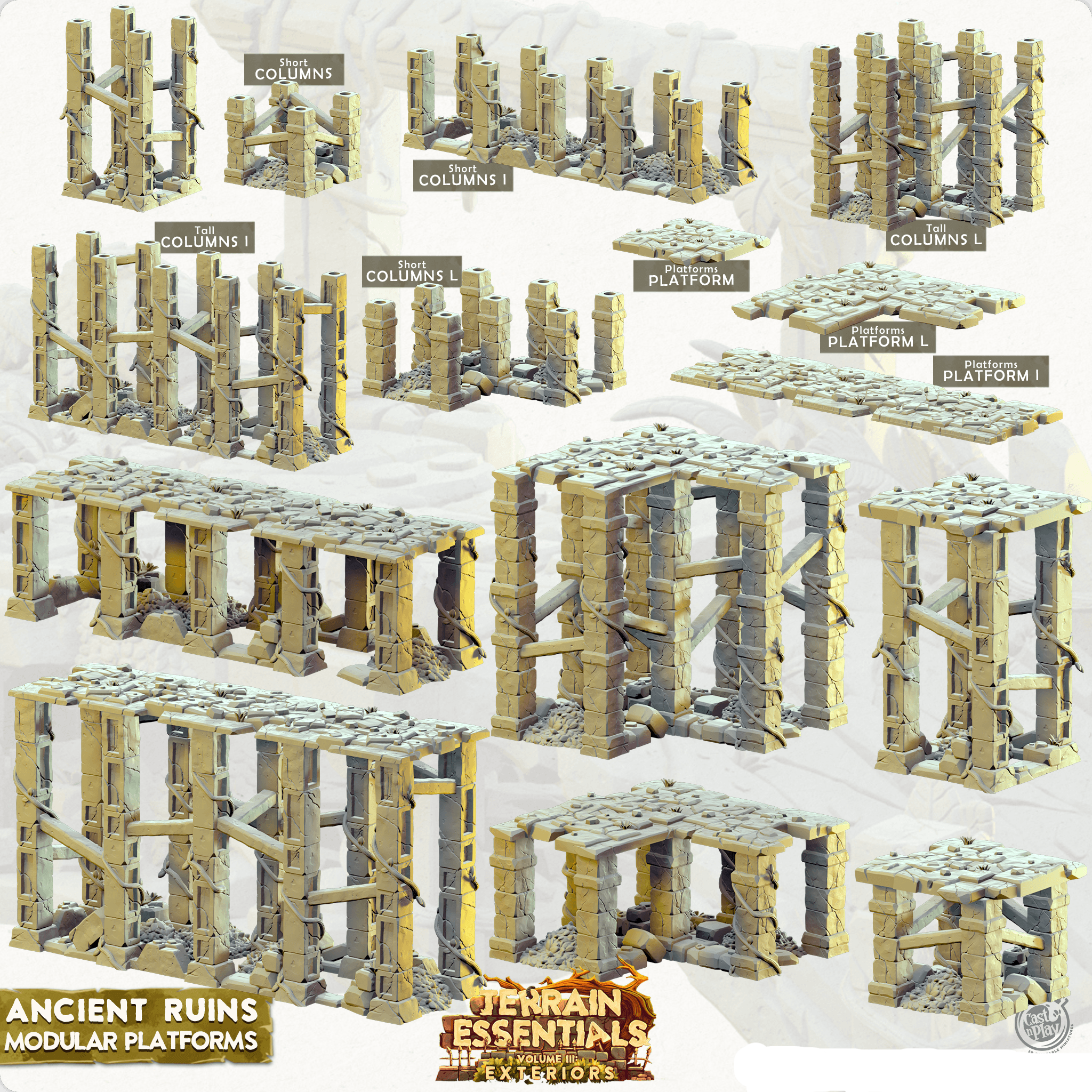 3D Printed Cast n Play Ancient Ruins - Modular Platforms Ancient Ruins ...