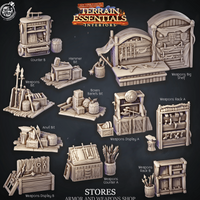 3D Printed Cast n Play Armors and Weapons Shop Terrain Essentials 28mm 32mm D&D