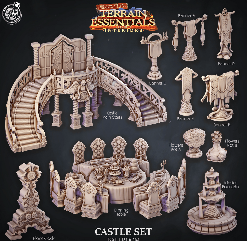 3D Printed Cast n Play Ballroom Castle Set Terrain Essentials 28mm 32mm D&D