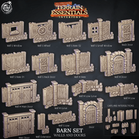 3D Printed Cast n Play Barn Walls and Doors Terrain Essentials 28mm 32mm D&D