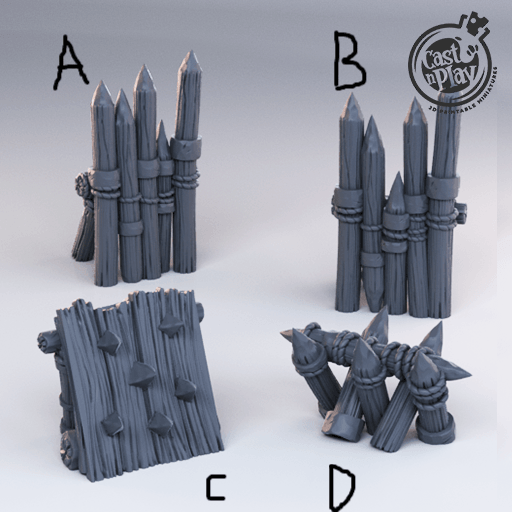 3D Printed Cast n Play - Barricades 28mm 32mm D&D