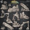 3D Printed Cast n Play Beach Shore Rocks w Palm Trees Terrain Essentials Nature 28mm 32mm D&D