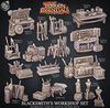 3D Printed Cast n Play Blacksmith's Workshop Tables and Bits Terrain Essentials 28mm 32mm D&D