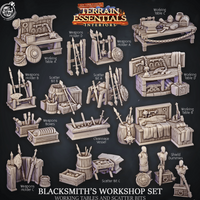 3D Printed Cast n Play Blacksmith's Workshop Tables and Bits Terrain Essentials 28mm 32mm D&D