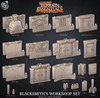 3D Printed Cast n Play Blacksmith's Workshop Walls and Doors Terrain Essentials 28mm 32mm D&D