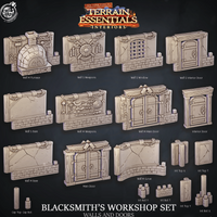 3D Printed Cast n Play Blacksmith's Workshop Walls and Doors Terrain Essentials 28mm 32mm D&D