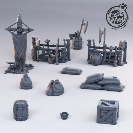 3D Printed Cast n Play - Camp Weapons and Props 28mm 32mm D&D