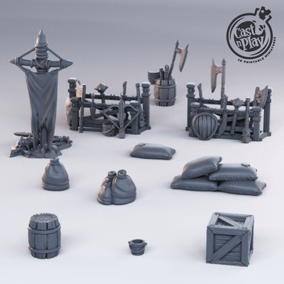 3D Printed Cast n Play - Camp Weapons and Props 28mm 32mm D&D