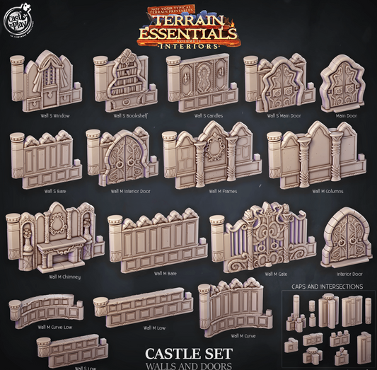 Cast n Play Castle Walls & Doors – Terrain Essentials 3D Printed 28mm 32mm D&D