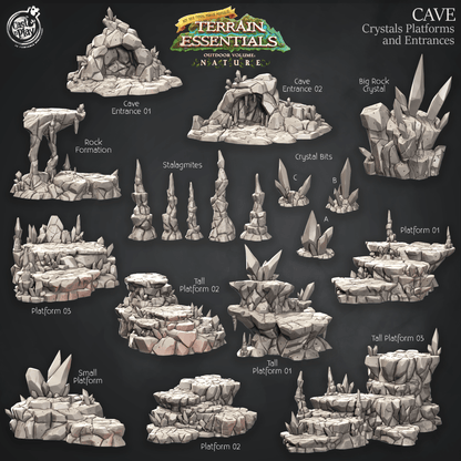 Cast n Play Cave Crystals, Platforms & Entrances | 3D Printed D&D Terrain