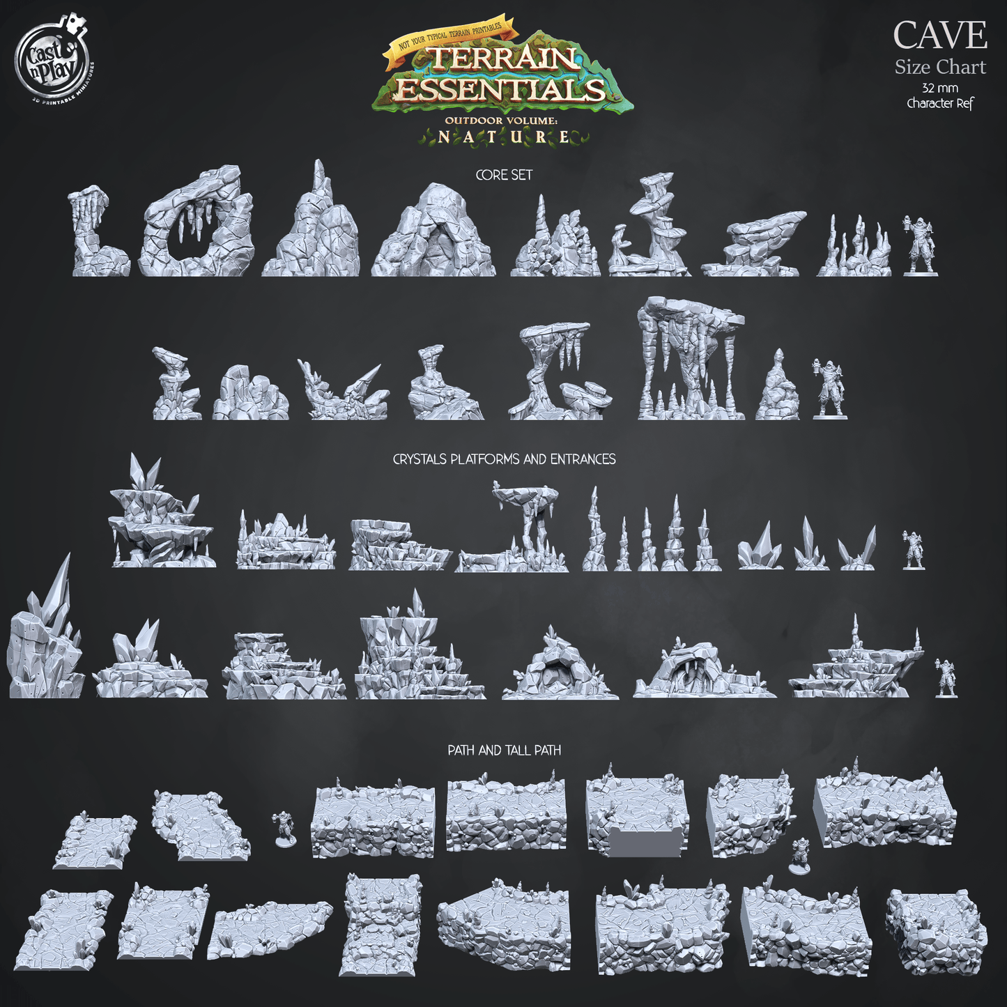 Cast n Play Cave Crystals, Platforms & Entrances | 3D Printed D&D Terrain