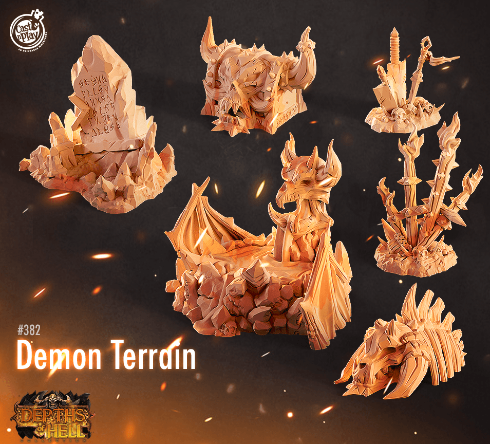3D Printed Cast n Play Demon Terrain Set Depths of Hell 28mm 32mm D&D