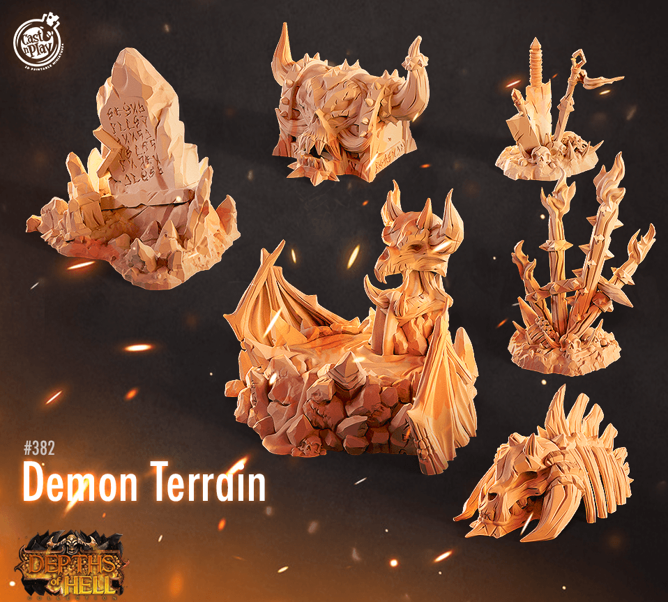3D Printed Cast n Play Depths of Hell - Demon Terrain Set 28mm 32mm D&D