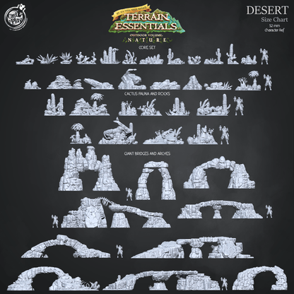 Cast n Play Desert Core Set — Terrain Essentials Nature – 3D Printed 28mm 32mm D&D