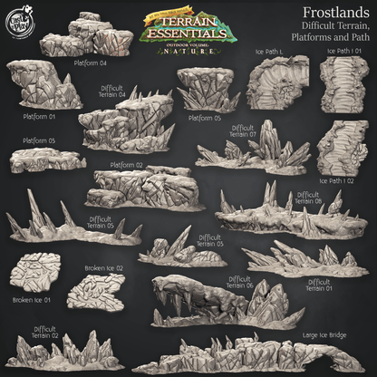 Cast n Play Frostlands Terrain — Difficult Terrain, Platforms & Path – 3D Printed 28mm 32mm D&D