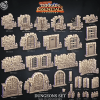 3D Printed Cast n Play Dungeons Walls and Doors Terrain Essentials 28mm 32mm D&D