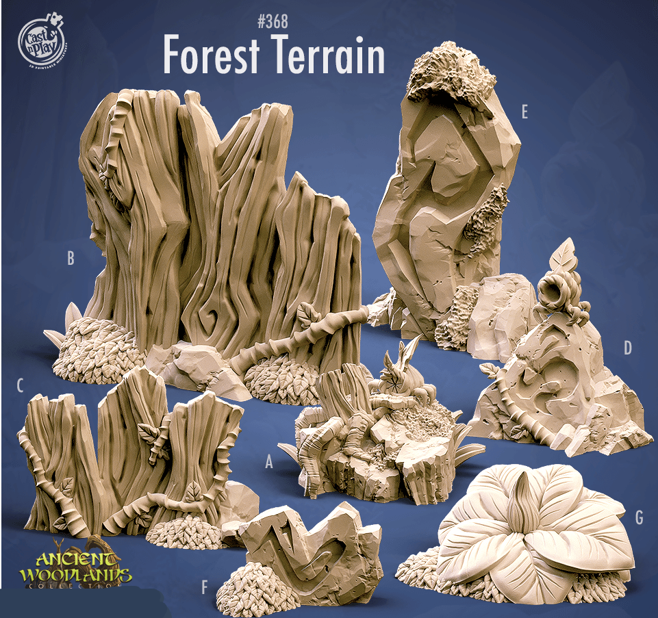 3D Printed Cast n Play Forest Terrain 28mm 32mm D&D