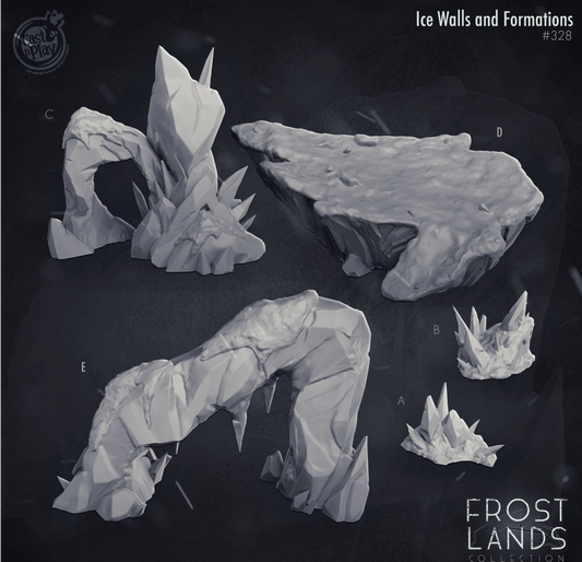3D Printed Cast n Play Frostlands - Arctic Ice Wall Scatter Terrain 28mm 32mm D&D