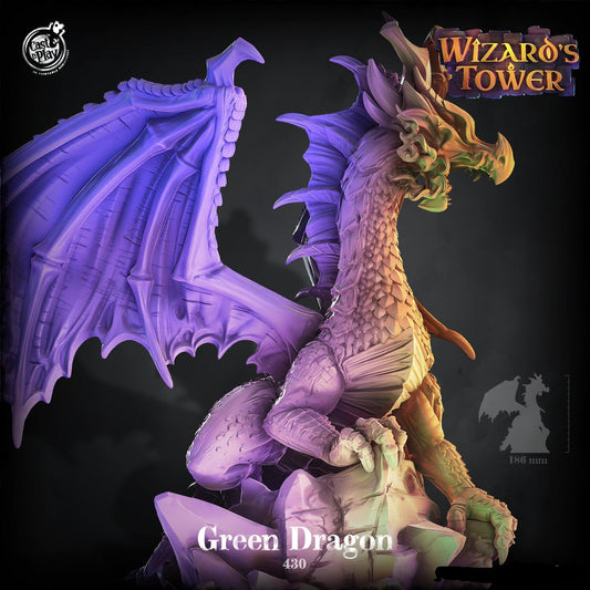 3D Printed Cast n Play Green Dragon Wizard's Tower 28 32mm D&D