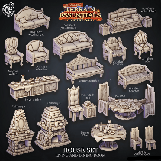 3D Printed Cast n Play House Set Bedroom Terrain Essentials 28mm 32mm D&D